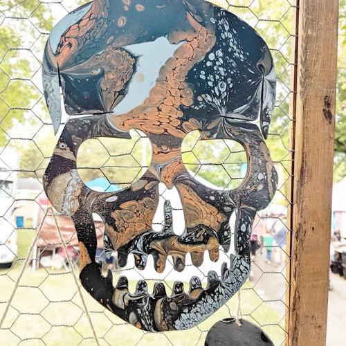 fluid art skull