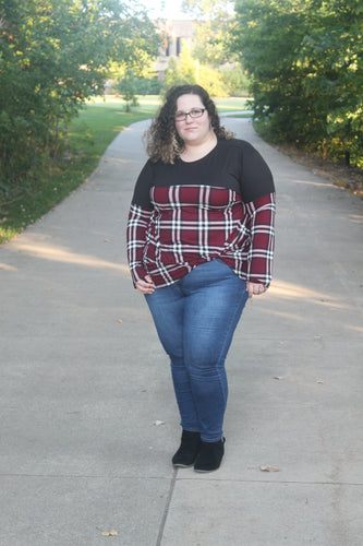 Red plaid faux knot